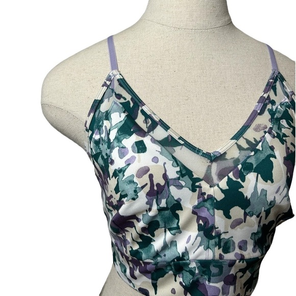 Joylab Women's Purple Green Printed Mesh Trim Light Support Sports Bra Size XL - Picture 3 of 10
